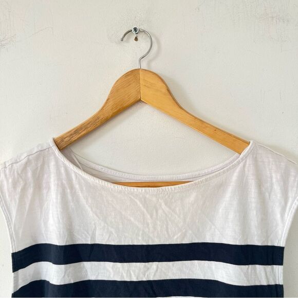 Joie‎ Navy White Wide Stripe Sleeveless 100% Cotton Blouse - Picture 5 of 6